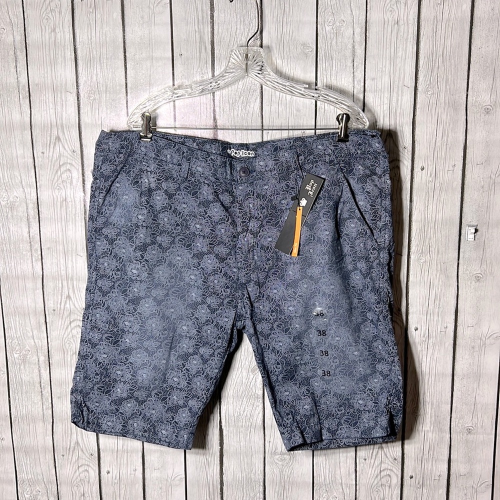 Pop Icon printed blue slim fit shorts size 38